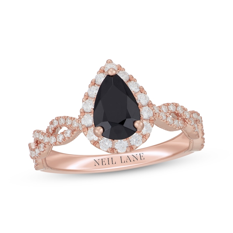 Main Image 1 of Neil Lane Pear-Shaped Black & White Diamond Engagement Ring 1-1/2 ct tw 14K Rose Gold