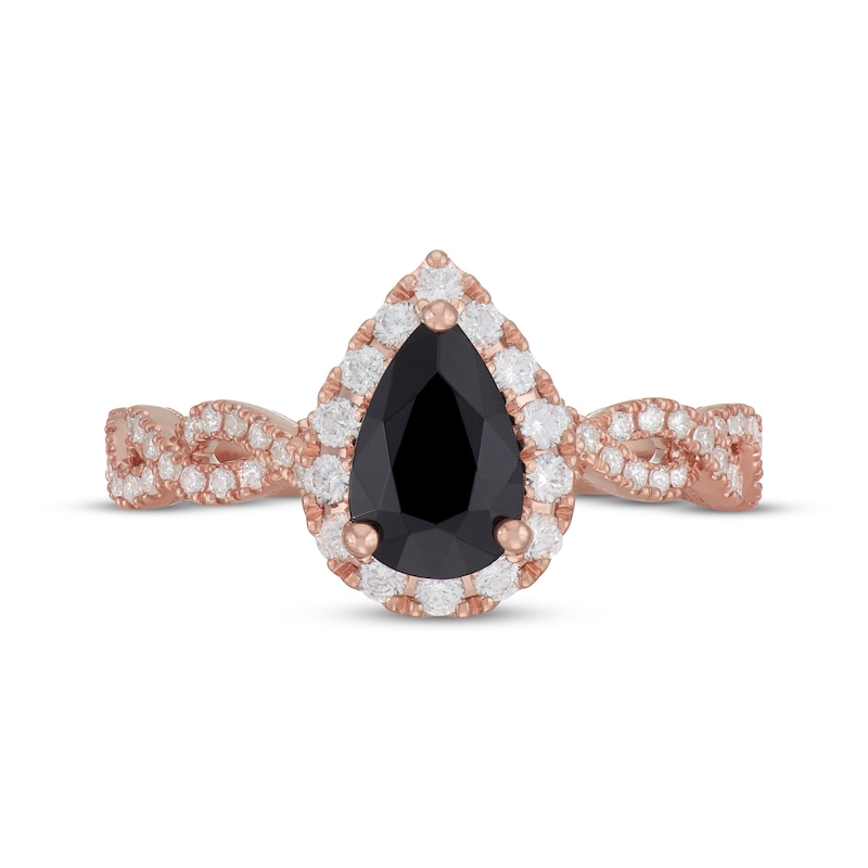 Main Image 3 of Neil Lane Pear-Shaped Black & White Diamond Engagement Ring 1-1/2 ct tw 14K Rose Gold