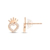 Thumbnail Image 1 of Children's Heart with Crown Cubic Zirconia Earrings 14K Rose Gold