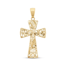 Diamond-Cut Cross Charm 14K Yellow Gold