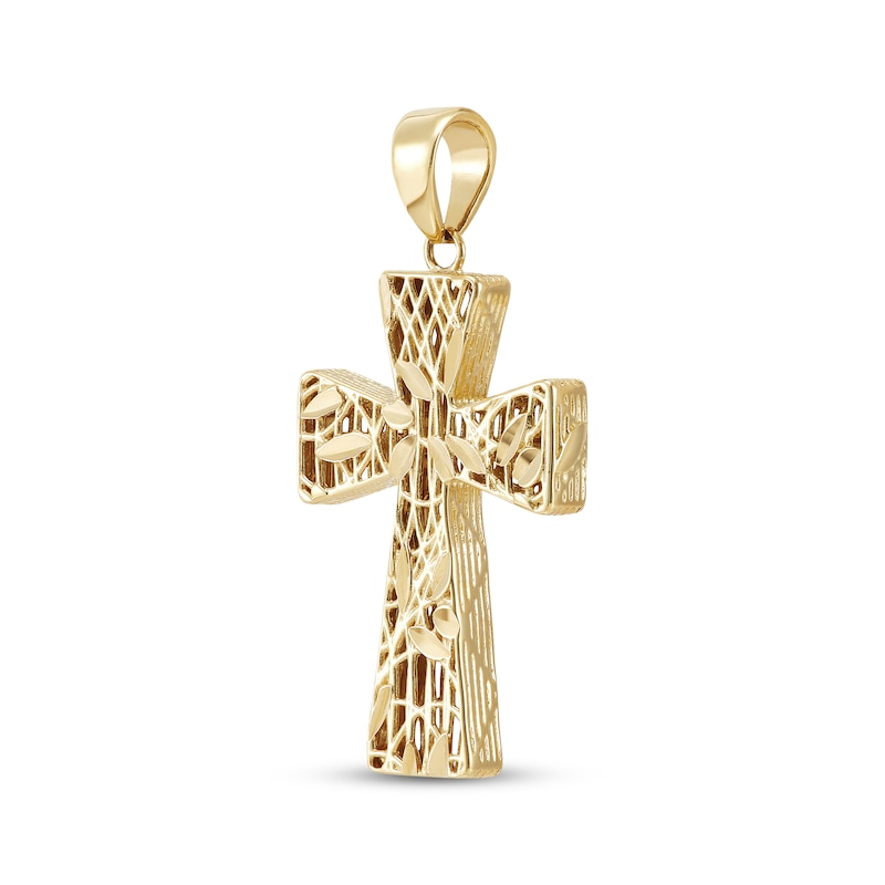 Main Image 2 of Diamond-Cut Cross Charm 14K Yellow Gold