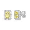 Thumbnail Image 1 of Gems of Serenity Emerald-Cut Yellow & White Lab-Created Sapphire Halo Earrings Sterling Silver