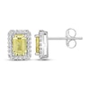 Thumbnail Image 3 of Gems of Serenity Emerald-Cut Yellow & White Lab-Created Sapphire Halo Earrings Sterling Silver