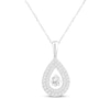 Thumbnail Image 1 of Unstoppable Love Pear-Shaped Lab-Grown diamond Double Frame Necklace 1 ct tw 14K White Gold 18”