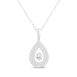 Unstoppable Love Pear-Shaped Lab-Grown diamond Double Frame Necklace 1 ct tw 14K White Gold 18”