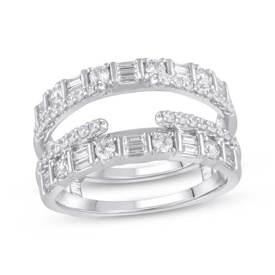 Round & Baguette-Cut Diamond Enhancer Ring 1 ct tw 14K White Gold