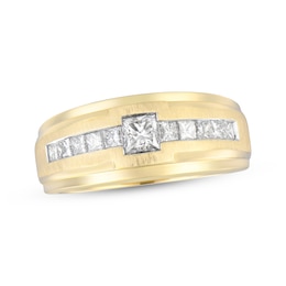 Men's Square-Cut Diamond Channel Wedding Band 1 ct tw 10K Yellow Gold