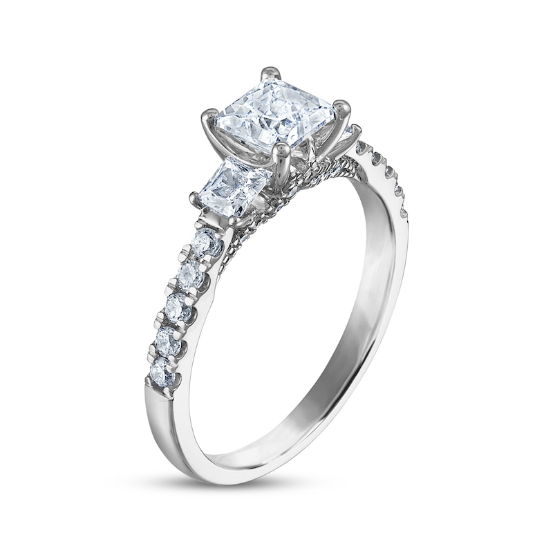 Main Image 2 of Princess-Cut Diamond Three-Stone Engagement Ring 1-1/2 ct tw 14K White Gold