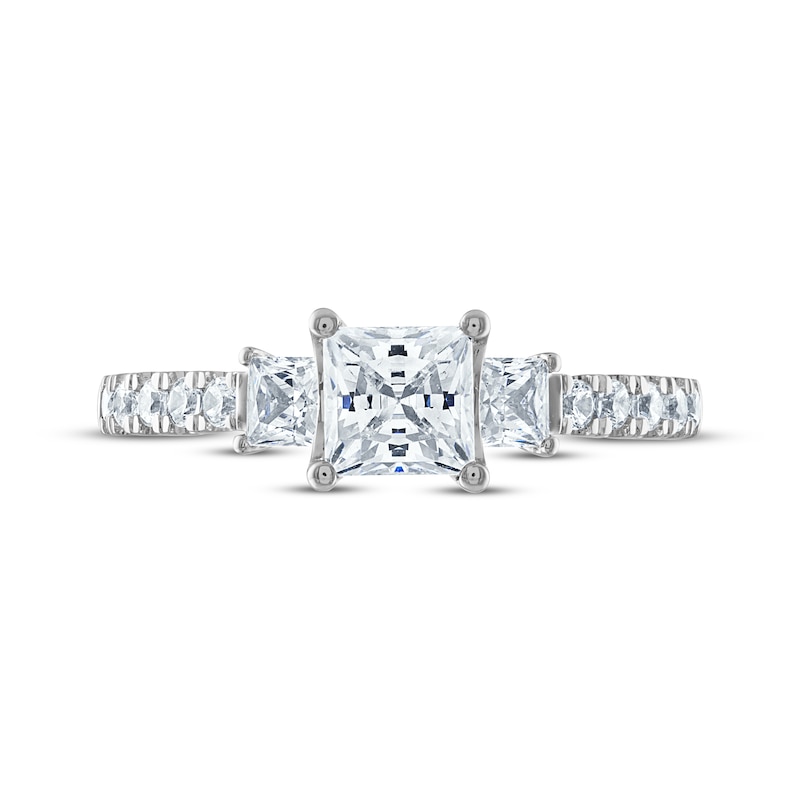 Main Image 3 of Princess-Cut Diamond Three-Stone Engagement Ring 1-1/2 ct tw 14K White Gold