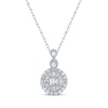 Thumbnail Image 1 of Baguette & Round-Cut Multi-Diamond Circle Necklace 1/5 ct tw 10K White Gold 18&quot;