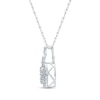 Thumbnail Image 2 of Baguette & Round-Cut Multi-Diamond Circle Necklace 1/5 ct tw 10K White Gold 18&quot;