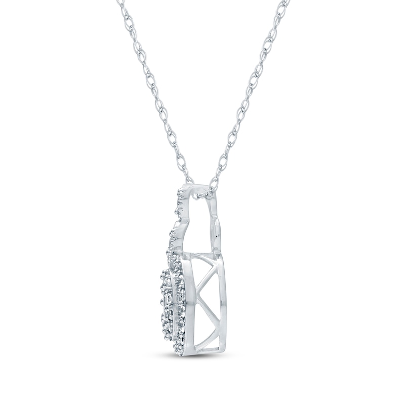 Main Image 2 of Baguette & Round-Cut Multi-Diamond Circle Necklace 1/5 ct tw 10K White Gold 18&quot;