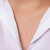 Thumbnail Image 3 of White Lab-Created Sapphire & Pink Enamel Drop Necklace Sterling Silver 18"