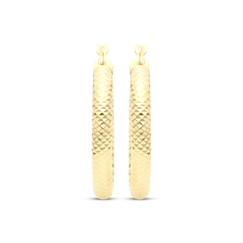 Main Image 2 of Italian Brilliance Diamond-Cut Hoop Earrings 14K Yellow Gold 20mm