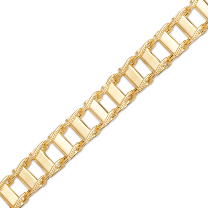 Main Image 2 of Hollow Railroad Link Chain Bracelet 9.5mm 10K Yellow Gold 8.5&quot;