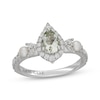 Thumbnail Image 1 of Neil Lane Pear-Shaped Green Quartz, Diamond & Cultured Akoya Pearl Engagement Ring 1/2 ct tw 14K White Gold