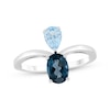 Thumbnail Image 1 of Toi et Moi Pear-Shaped Sky Blue Topaz & Oval-Cut London Blue Topaz Ring 10K White Gold