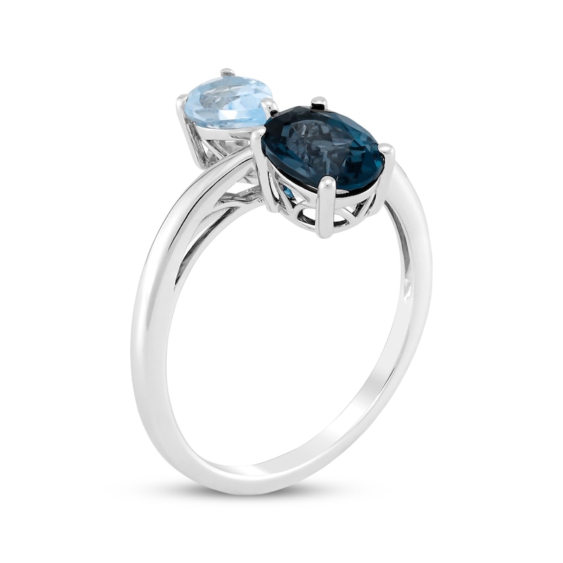 Main Image 2 of Toi et Moi Pear-Shaped Sky Blue Topaz & Oval-Cut London Blue Topaz Ring 10K White Gold