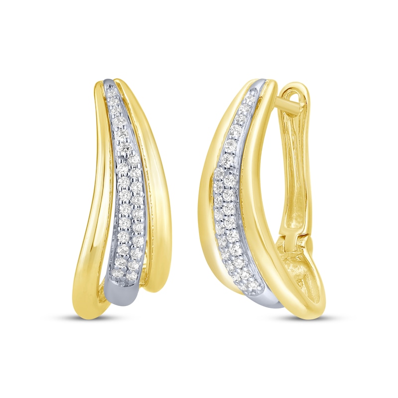 Diamond Split Hoop Earrings 1/4 ct tw 10K Two-Tone Gold