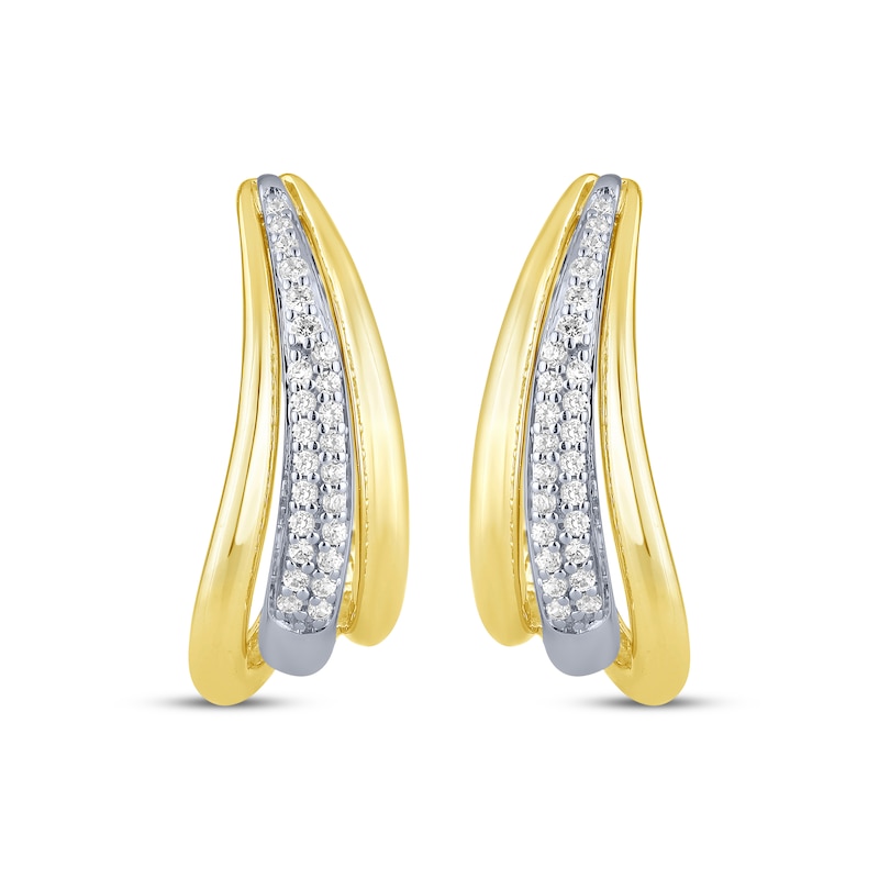 Diamond Split Hoop Earrings 1/4 ct tw 10K Two-Tone Gold