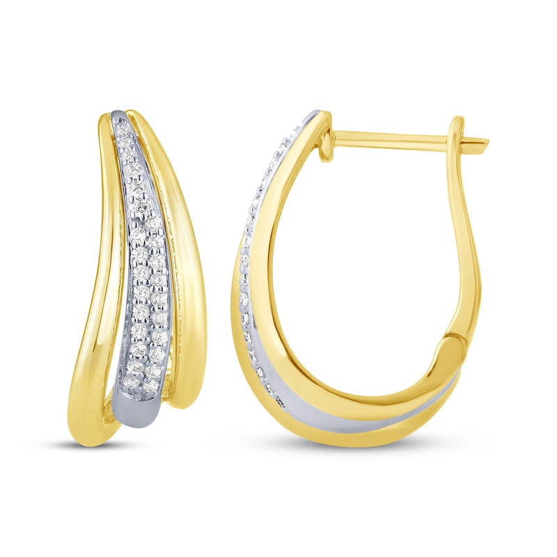 Diamond Split Hoop Earrings 1/4 ct tw 10K Two-Tone Gold