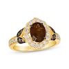 Thumbnail Image 1 of Le Vian Oval-Cut Chocolate Quartz Ring 1/2 ct tw Diamonds 14K Honey Gold