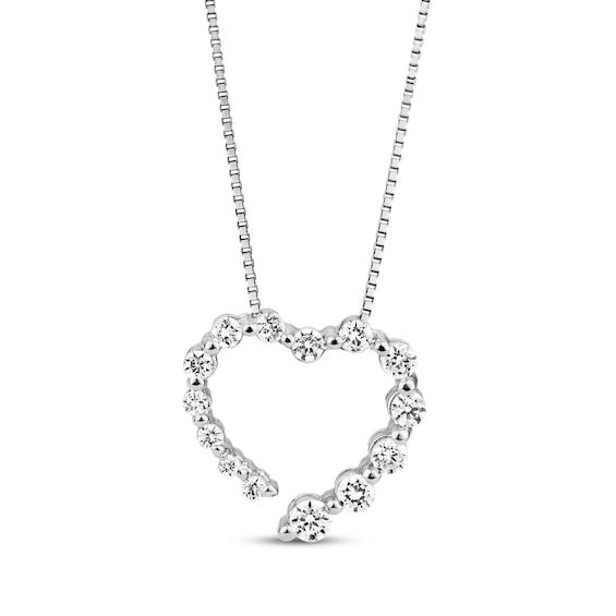Diamond Graduated Open Heart Necklace 1/4 ct tw 10K White Gold