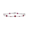 Thumbnail Image 1 of Lab-Created Ruby & White Lab-Created Sapphire Link Bracelet Sterling Silver 7.5&quot;