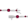 Thumbnail Image 3 of Lab-Created Ruby & White Lab-Created Sapphire Link Bracelet Sterling Silver 7.5&quot;