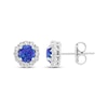 Thumbnail Image 3 of Black Lab-Created Opal & White Lab-Created Sapphire Halo Stud Earrings Sterling Silver