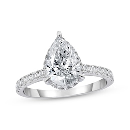 Adore Lab-Grown Diamonds Pear-Shaped Halo Engagement Ring 2 ct tw 14K White Gold