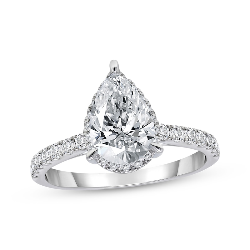 Main Image 1 of Lab-Grown Diamonds by KAY Pear-Shaped Halo Engagement Ring 2 ct tw 14K White Gold