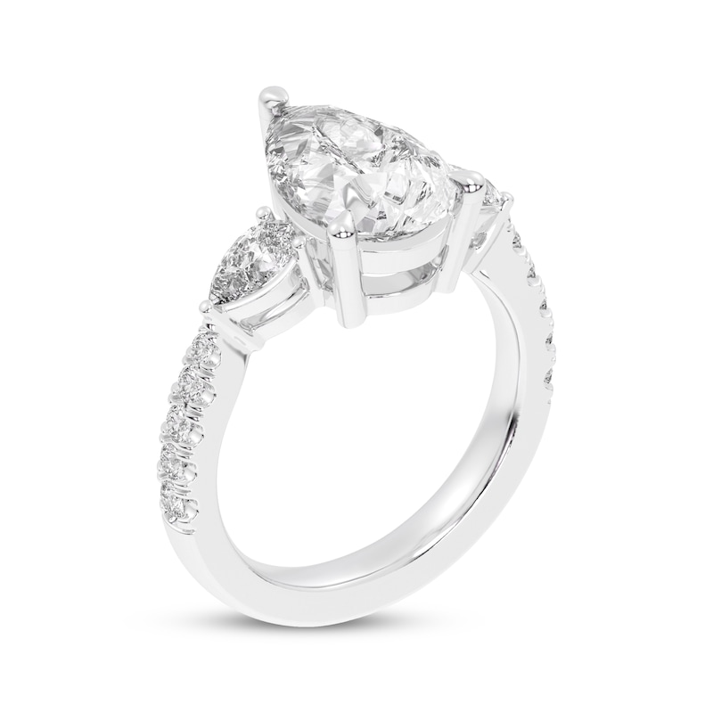 Main Image 2 of Memories Moments Magic Pear-Shaped Lab-Grown diamond Three-Stone Engagement Ring 3-3/4 ct tw 14K White Gold