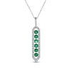 Thumbnail Image 1 of Natural Emerald & Diamond Frame Necklace 1/5 ct tw 10K White Gold 18&quot;