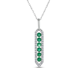 Natural Emerald & Diamond Frame Necklace 1/5 ct tw 10K White Gold 18&quot;