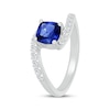 Thumbnail Image 2 of Cushion-Cut Blue Lab-Created Sapphire & White Lab-Created Sapphire Bypass Ring Sterling Silver