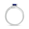 Thumbnail Image 3 of Cushion-Cut Blue Lab-Created Sapphire & White Lab-Created Sapphire Bypass Ring Sterling Silver