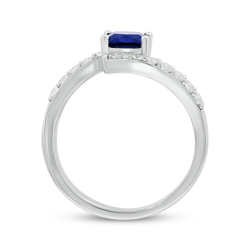 Main Image 3 of Cushion-Cut Blue Lab-Created Sapphire & White Lab-Created Sapphire Bypass Ring Sterling Silver