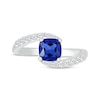 Thumbnail Image 4 of Cushion-Cut Blue Lab-Created Sapphire & White Lab-Created Sapphire Bypass Ring Sterling Silver