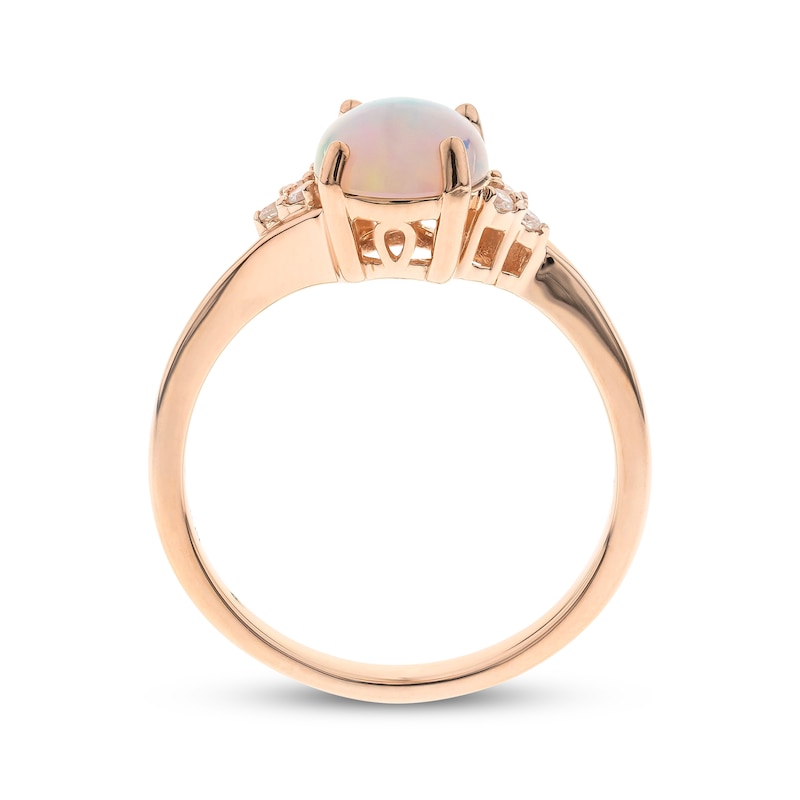 Main Image 2 of Oval-Cut Natural Opal & Diamond Ring 1/15 ct tw 10K Rose Gold