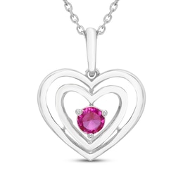 Believe in Love Lab-Created Ruby Double Heart Necklace 18&quot;