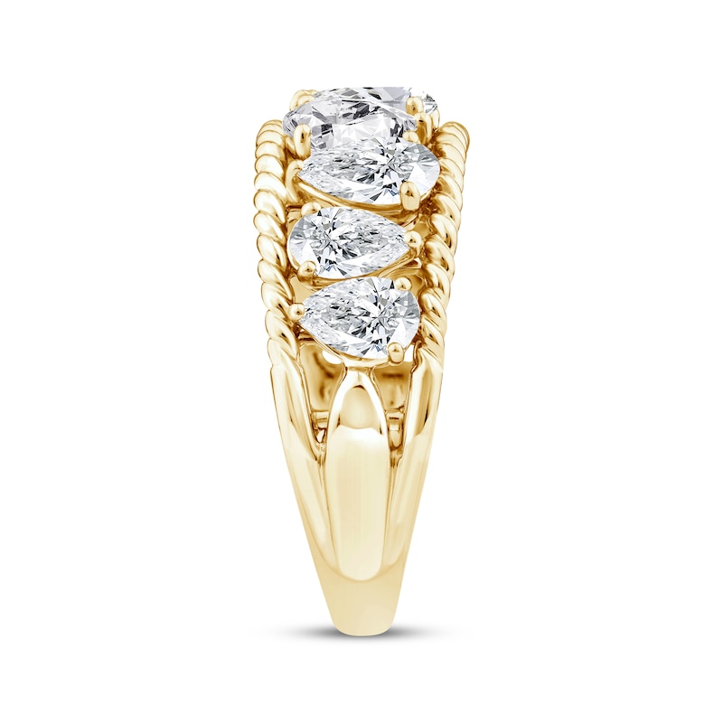 Main Image 2 of Threads of Love Pear-Shaped Lab-Grown Diamond Anniversary Ring 2 ct tw 14K Yellow Gold