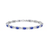 Thumbnail Image 1 of Oval-Cut Blue Lab-Created Sapphire & Diamond Accent Bracelet Sterling Silver 7.25&quot;