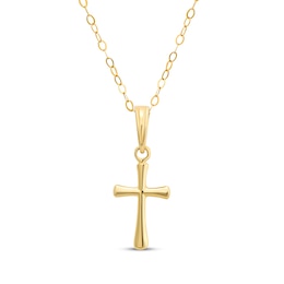 Children's Flared Cross Necklace 14K Yellow Gold 13&quot;