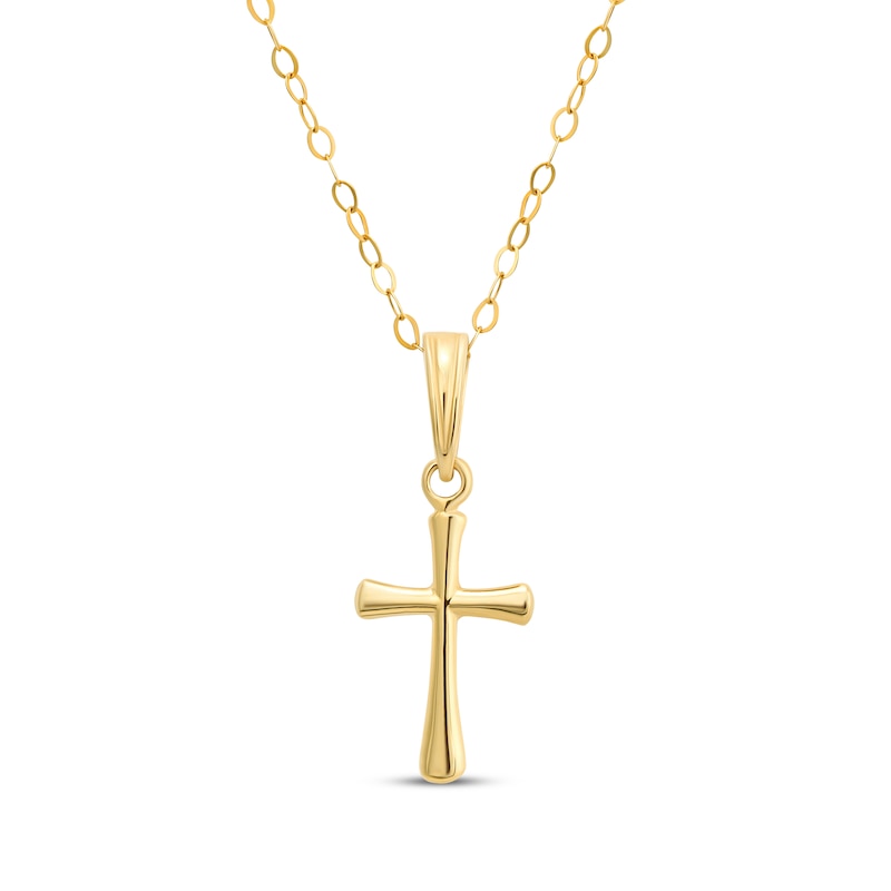 Main Image 1 of Children's Flared Cross Necklace 14K Yellow Gold 13&quot;