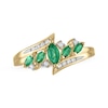 Thumbnail Image 1 of Marquise-Cut Emerald & Diamond Bypass Ring 1/10 ct tw 14K Yellow Gold