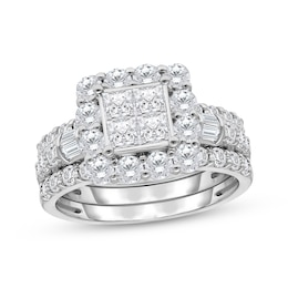 Adore Princess-Cut Quad Diamond Bridal Set 3 ct tw 10K White Gold