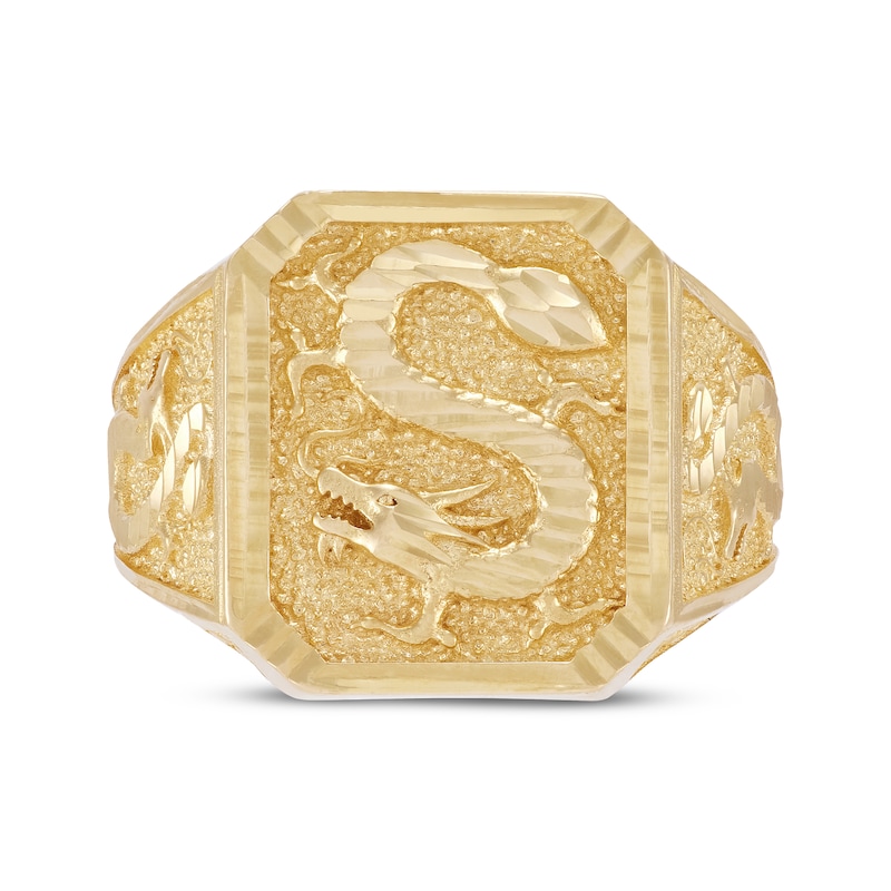 Main Image 4 of Men's Dragon Signet Ring 10K Yellow Gold