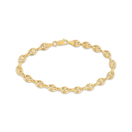 Solid Puff Mariner Chain Bracelet 14K Yellow Gold 7.5&quot;