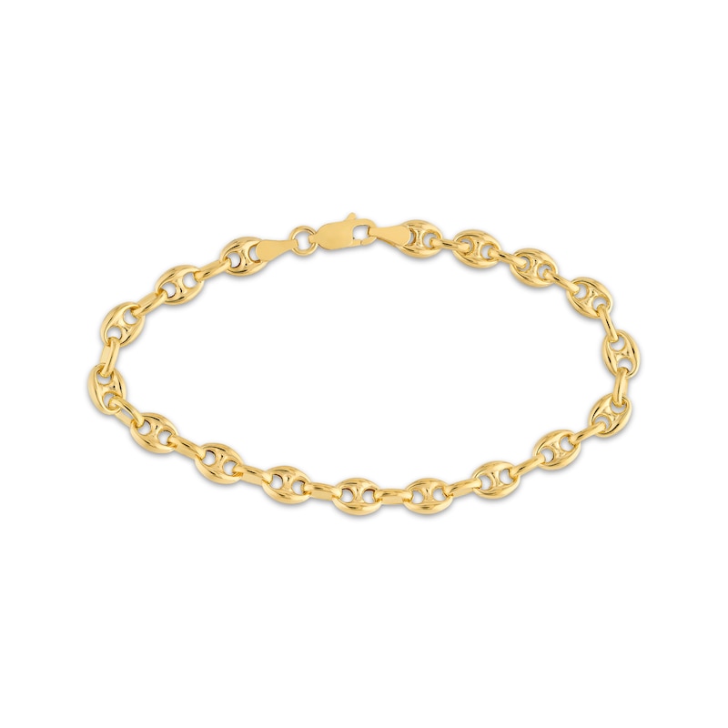 Main Image 1 of Solid Puff Mariner Chain Bracelet 14K Yellow Gold 7.5&quot;